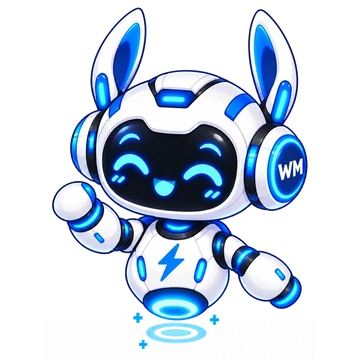 Bubble, a small floating robot with bunny-ear headphones