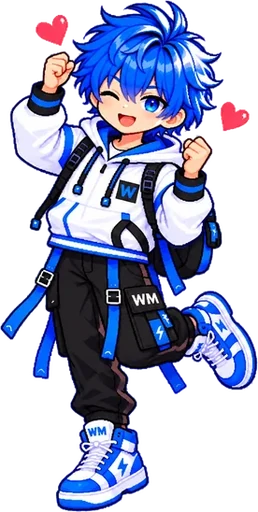 Cheering with hearts and a wink.