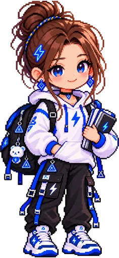 Tiny: Smiling while holding a notebook.